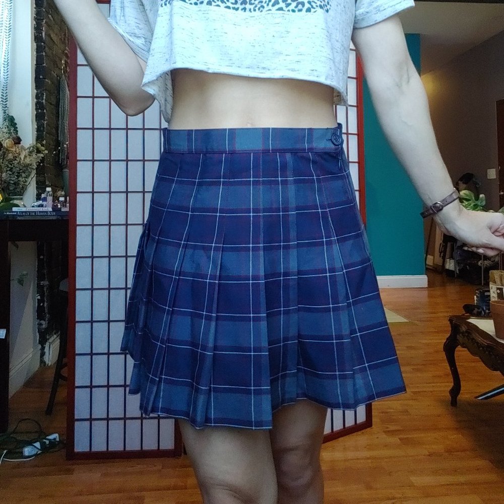 American Apparel Blue Plaid Skirt Size M
